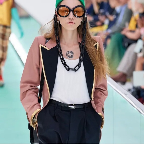 GUCCI 2020 spring runway blazer leather tuxedo jacket